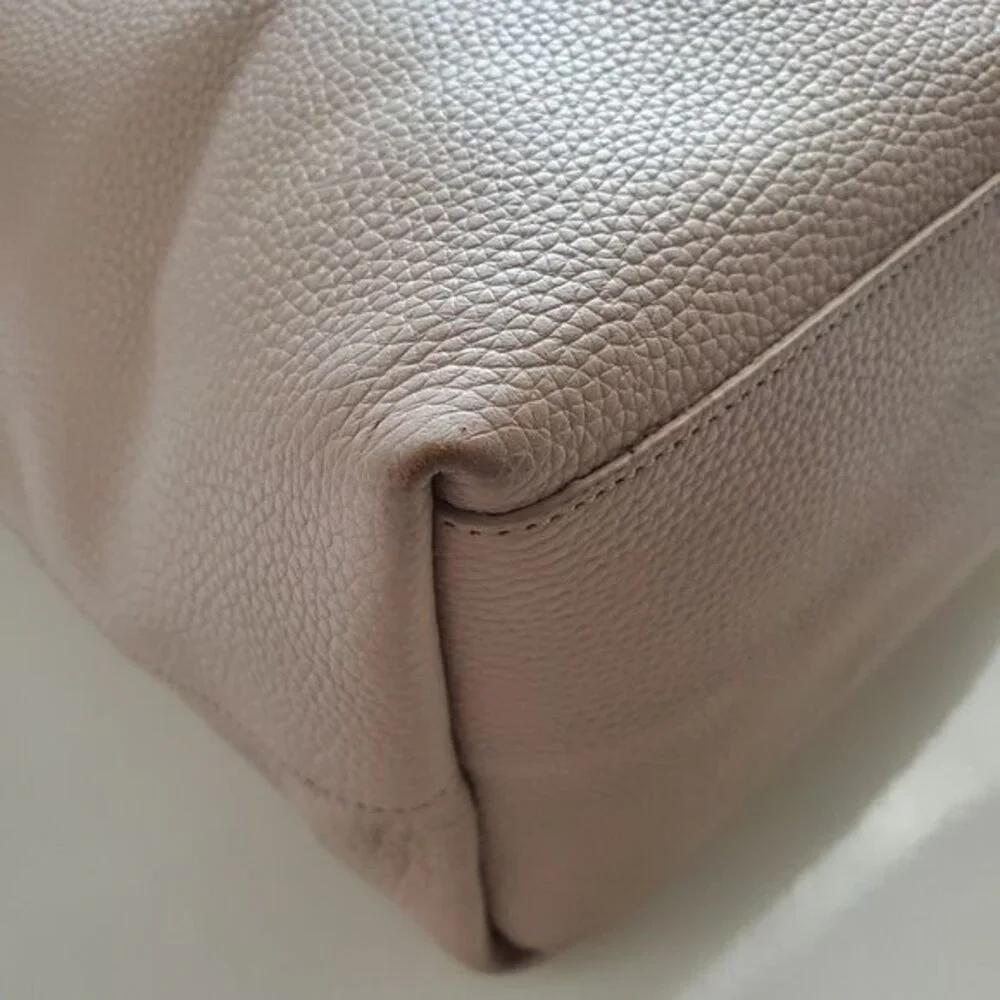Kate Spade New York Beige Pebbled Leather Tote Bag Multi Color Tassel Bow Trim